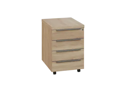 SIKZ - 01 kontejner pojízdný, 4-zásuvkový, deska 18 mm, zámek na první zásuvce, dub bardolino